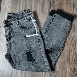 Shien Acid wash ankle distressed jeggins